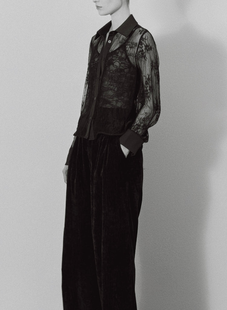 LUMINA•Camicia pizzo e raso nero