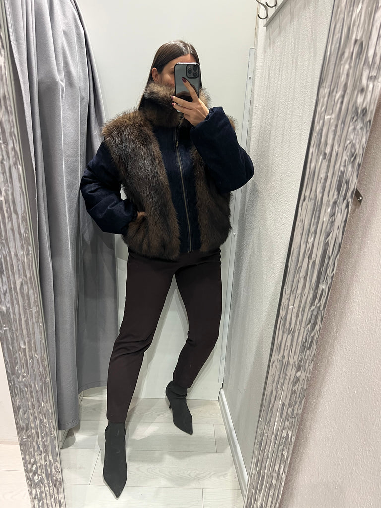 BLK30 ViCOLO•Bomber reversibile jeans e ecopelliccia