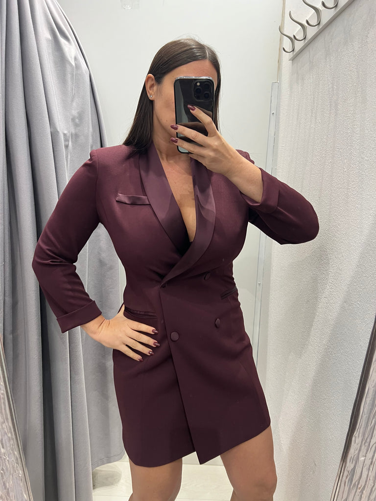 IMPERIAL•Abitino robe-manteau Prugna con profili in raso