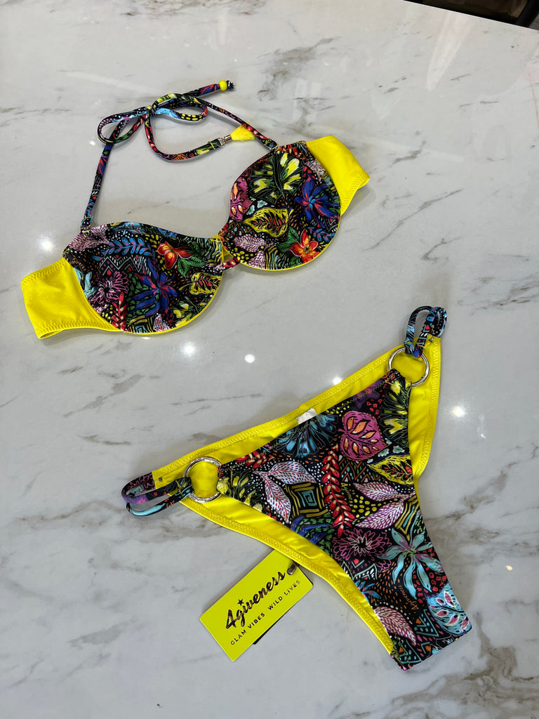 🚨4giveness-Bikini glitter balconcino e slip anelli