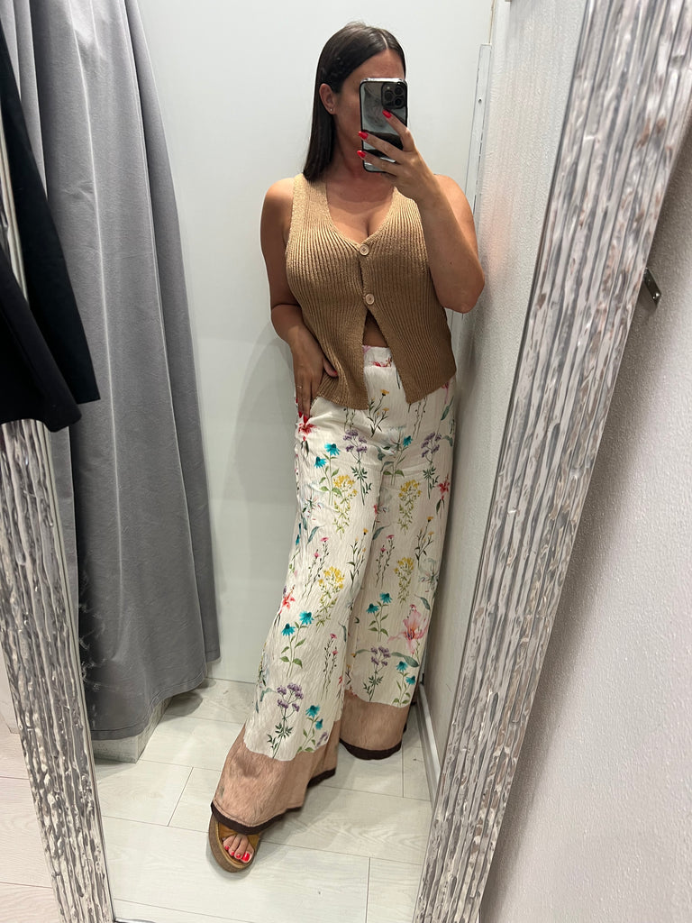🚨IMPERIAL•Pantalone palazzo fantasia botanica