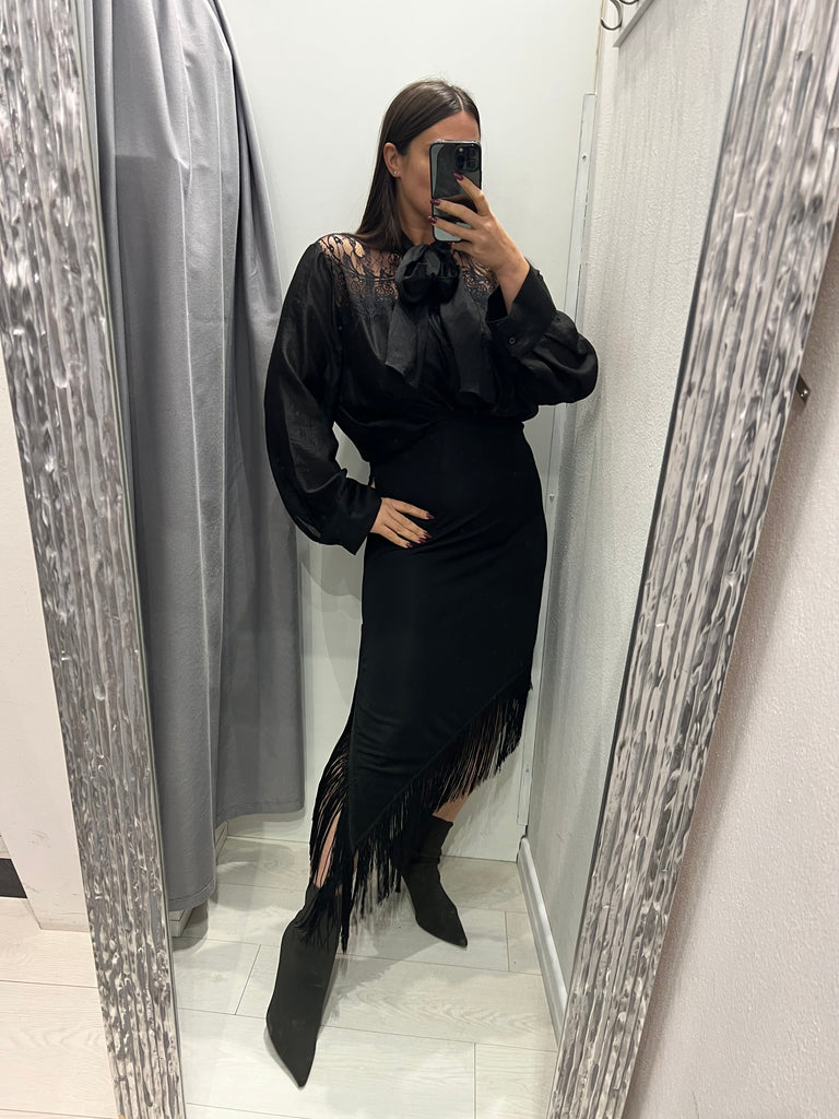 BLK30 HaveOne•Camicia ampia inserti pizzo