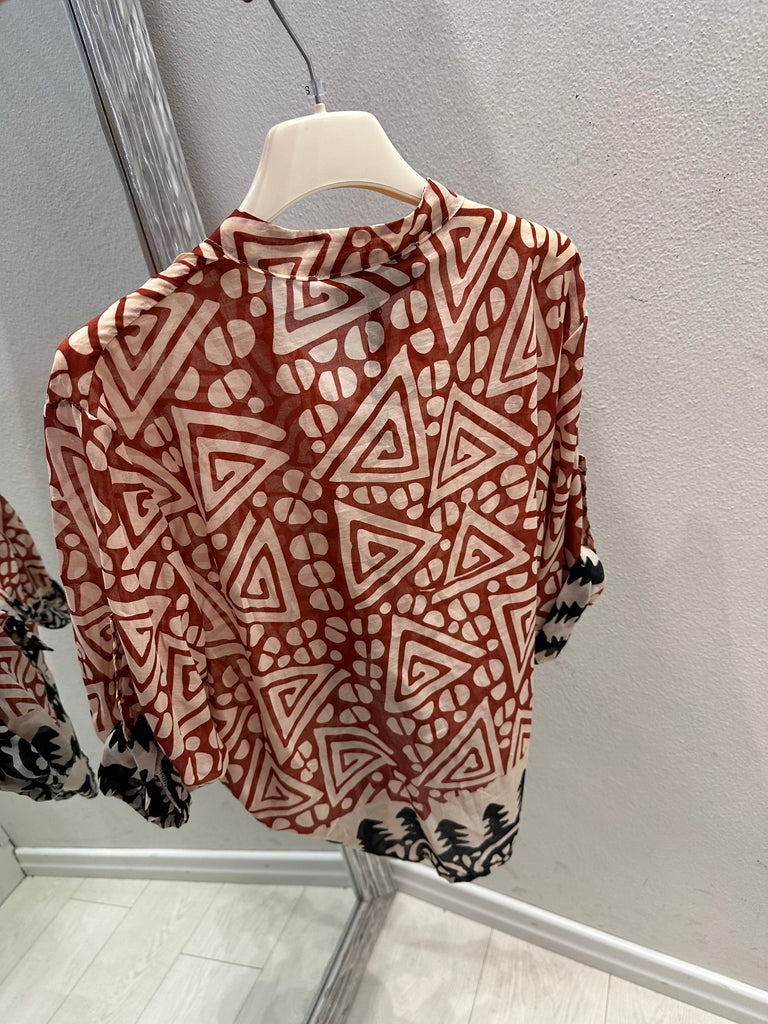 MSS💥HaveOne•Camicia coreana stampa etnica India/nero/burro