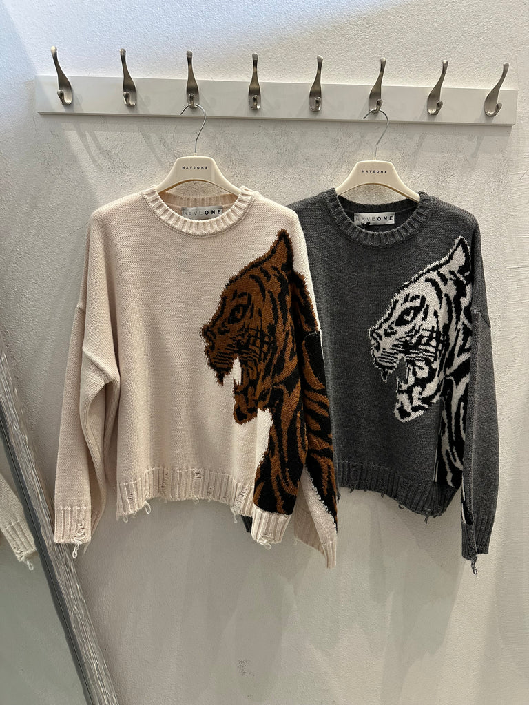 HaveOne•Maglione rotture tigre•Più colori