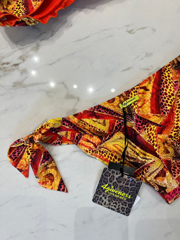 🚨4giveness-Bikini sbambolato fascia e slip lacci Party Zebra