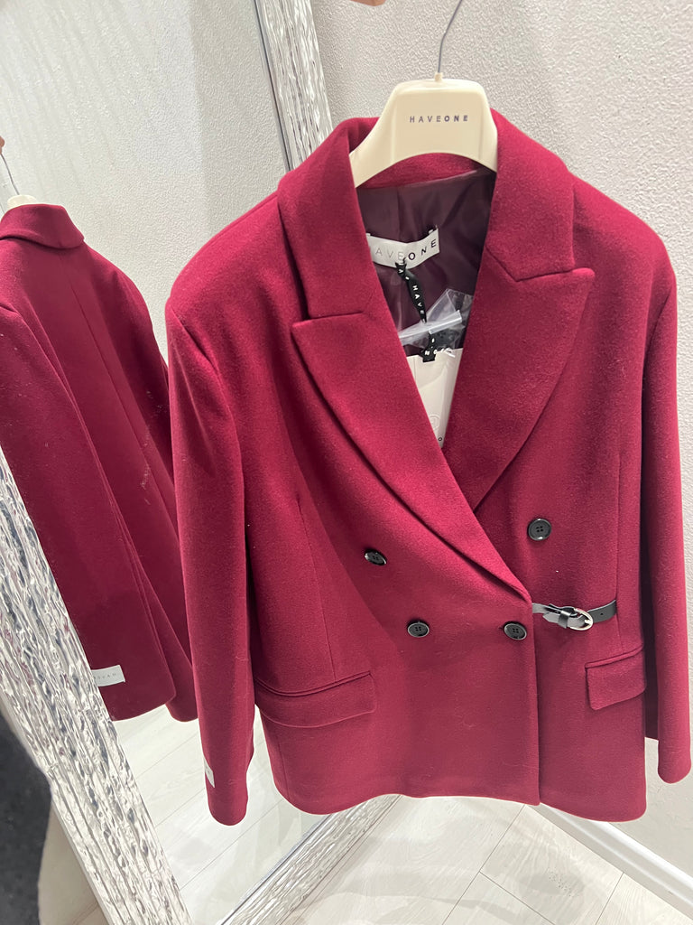 HaveOne•Cappotto modello giacca bordeaux