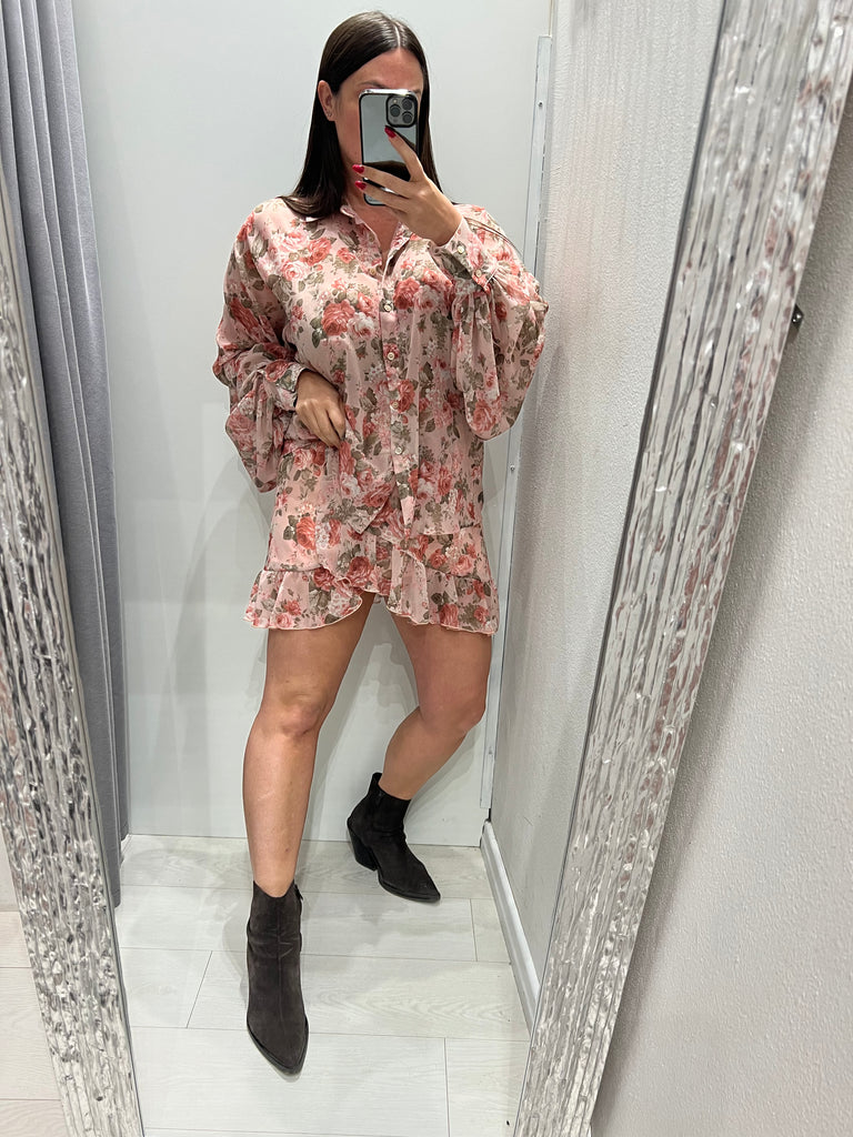 ViCOLO•Camicia floreale base rosa