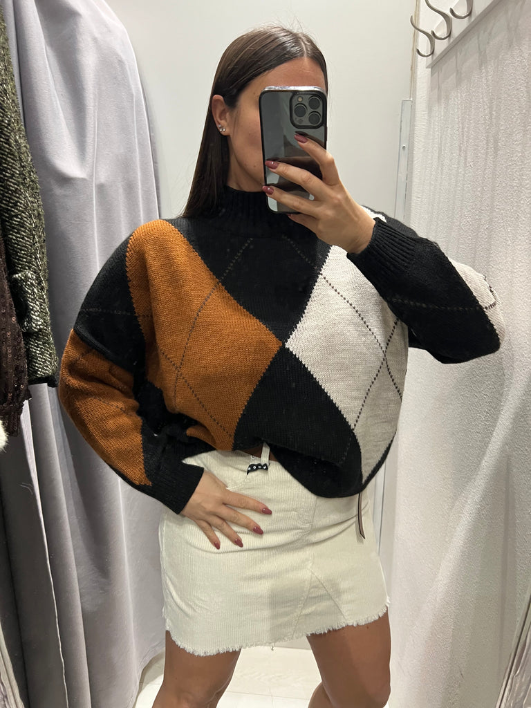 Philia Loft•Maglione lupetto ampio rombi•Più colori