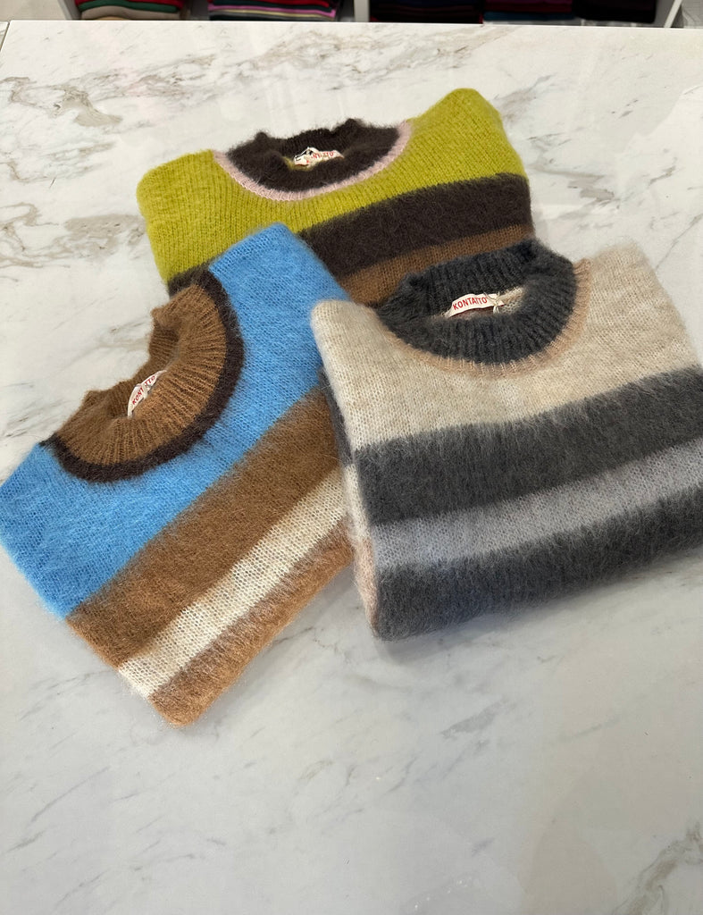 KONTATTO•Maglione a righe misto mohair•Più colori