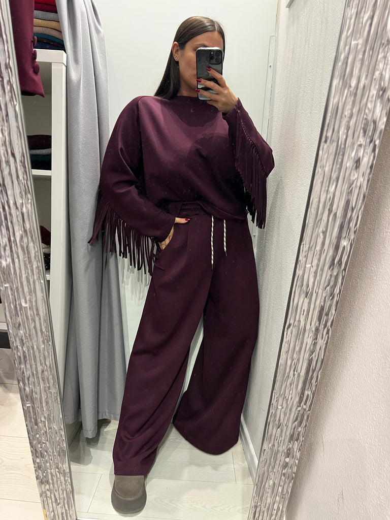 LUMINA•Pantalone palazzo in felpa con coulisse Arizona•Bordeaux