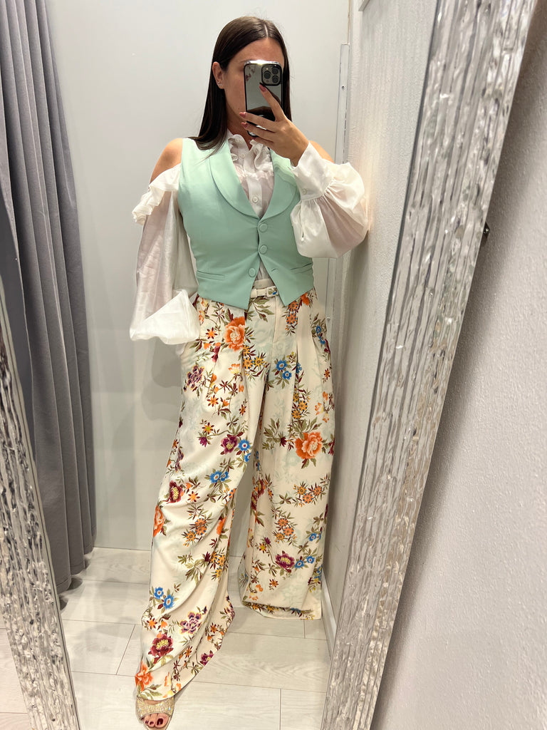 IMPERIAL•Pantalone palazzo floreale cinturino