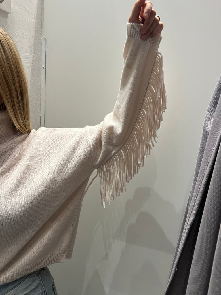ViCOLO•Maglione dolcevita scatoletta frange