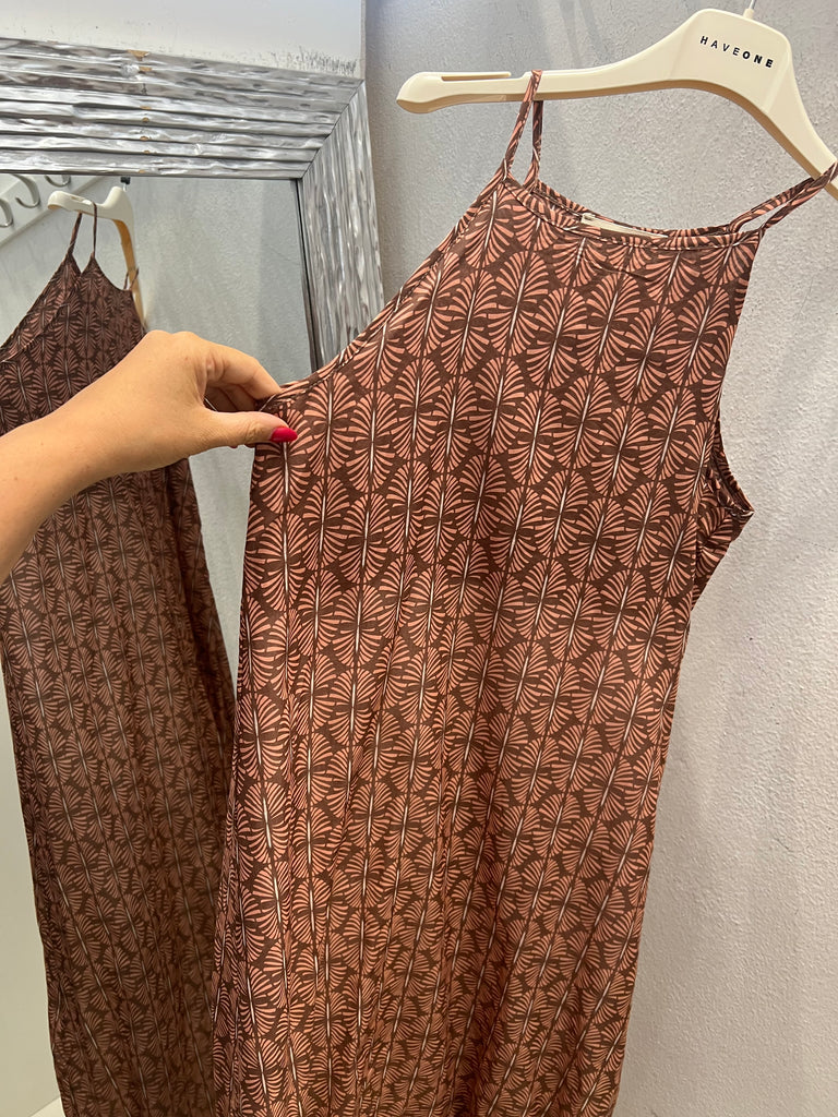 MSS💥HaveOne•Abito stampa ventagli moka/blush