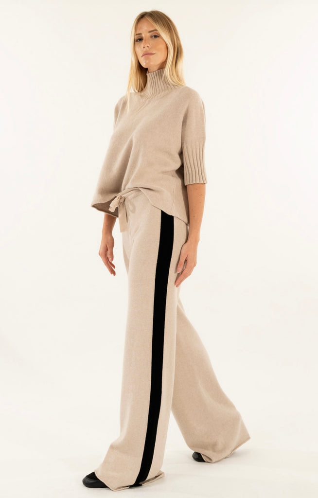 KONTATTO•Pantalone Softy in maglia banda nera•Più colori