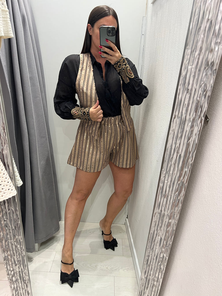 🚨HaveOne•Gilet sabbia paillettes oro