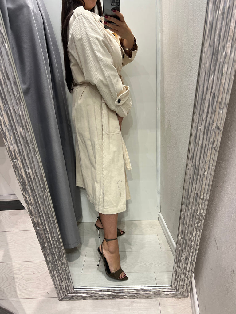 LUMINA•Trench panna a costine di velluto