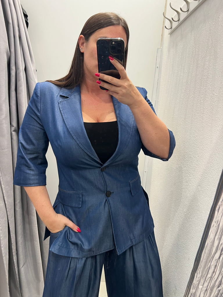MSS💥IMPERIAL•Giacca Best monopetto manica corta chambray