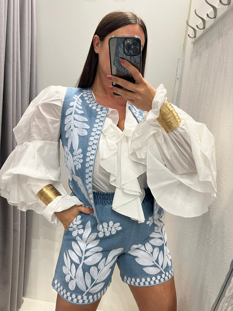 HaveOne•Camicia balze volant•Bianca