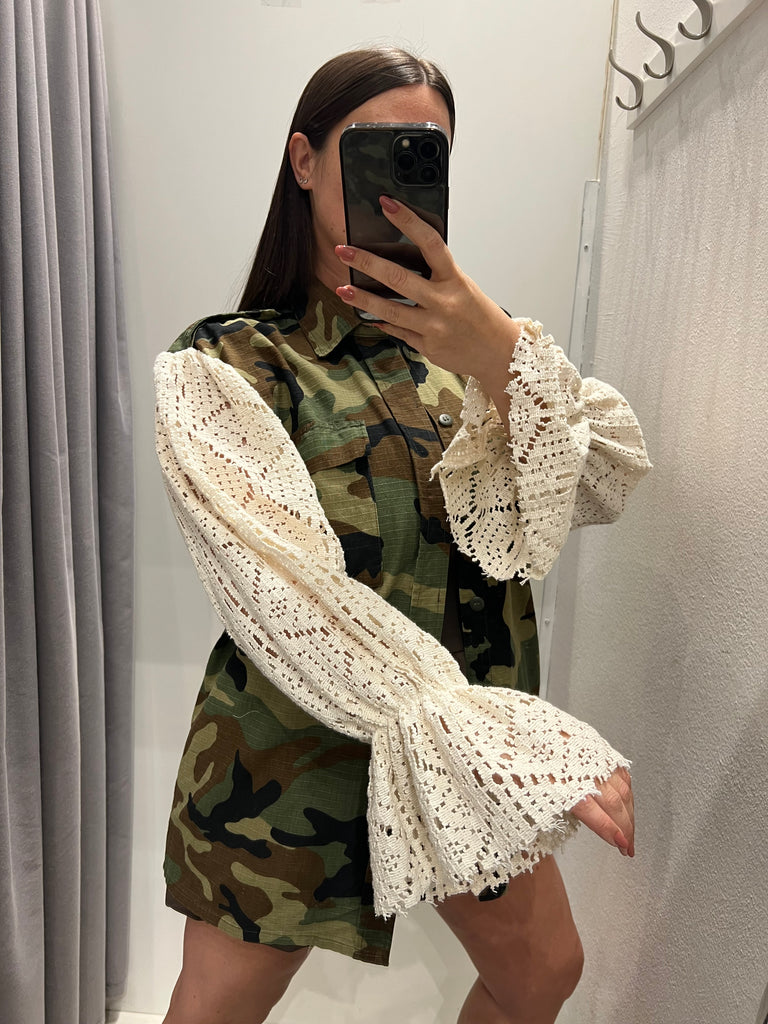 HaveOne•Sahariana camouflage maniche crochet