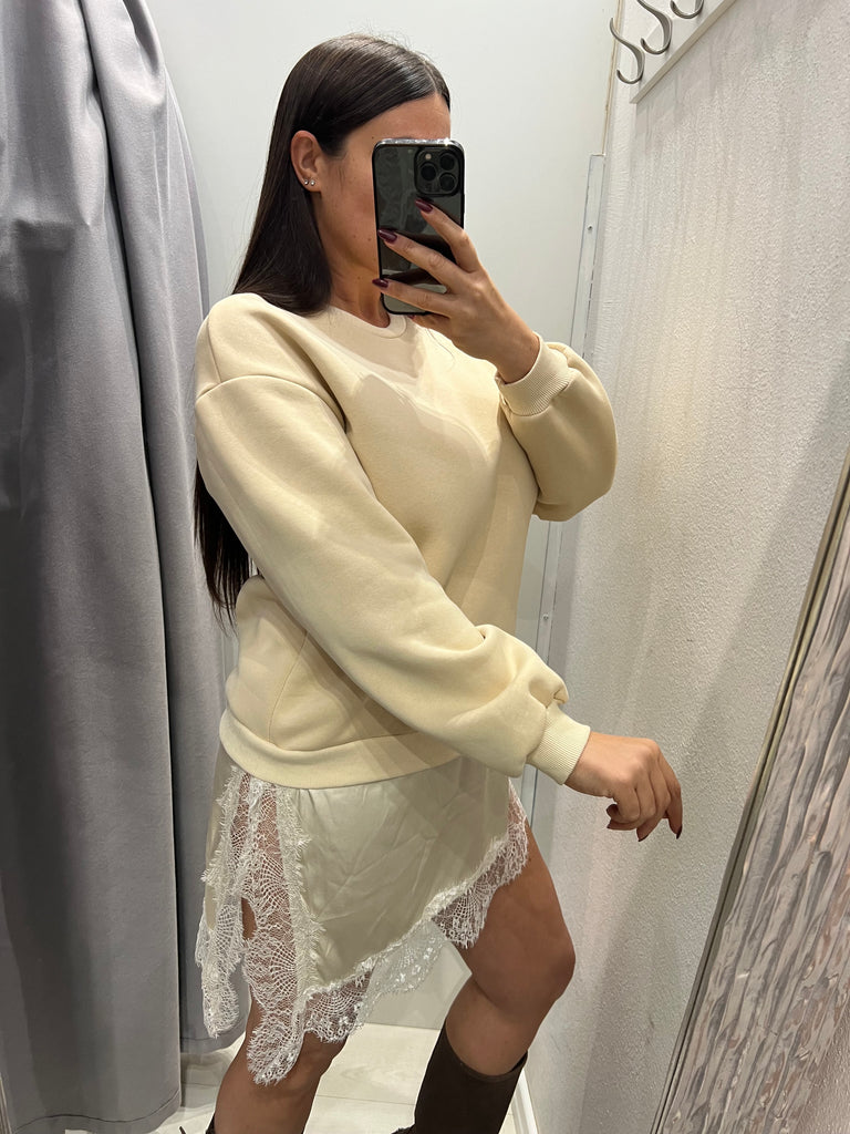 LUMINA•Abitino felpa e finale raso pizzo•Più colori