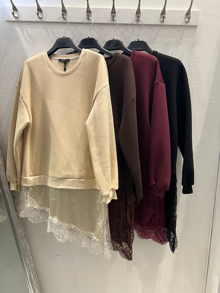 LUMINA•Abitino felpa e finale raso pizzo•Più colori