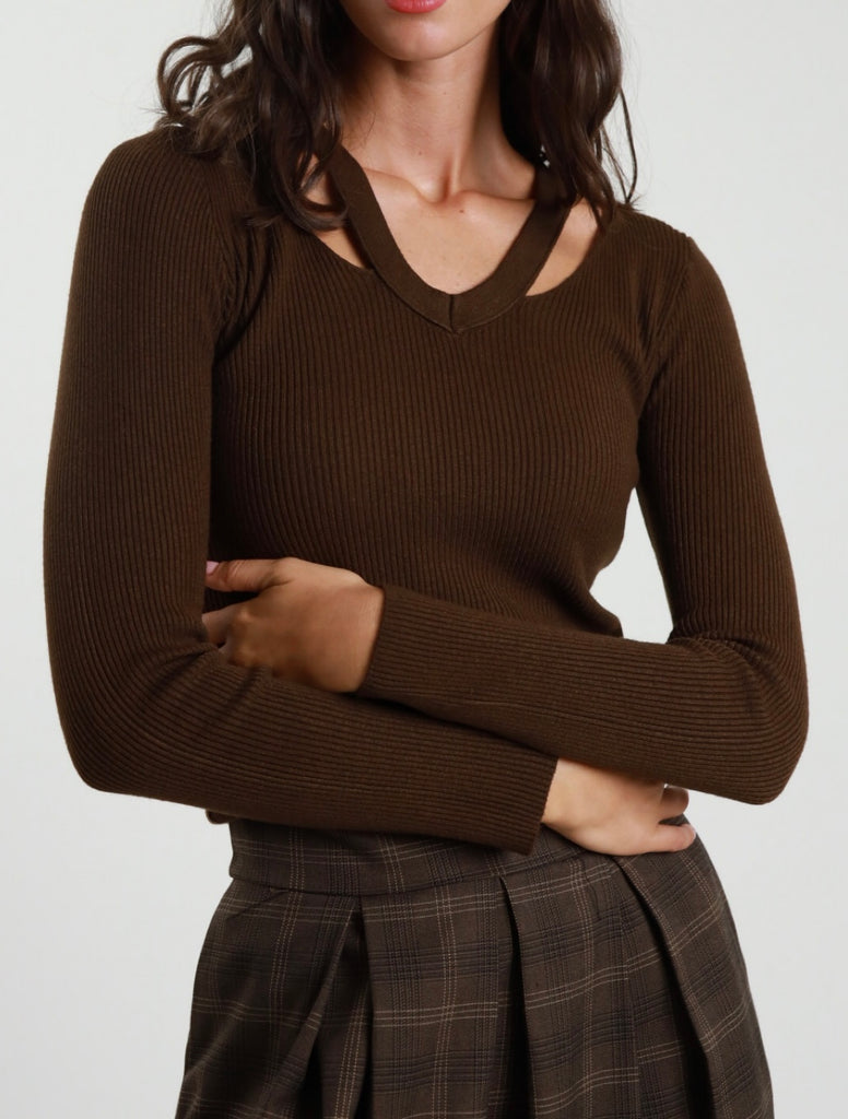 BLK30 Susy Mix•Maglioncino V costine cut-out•Più colori