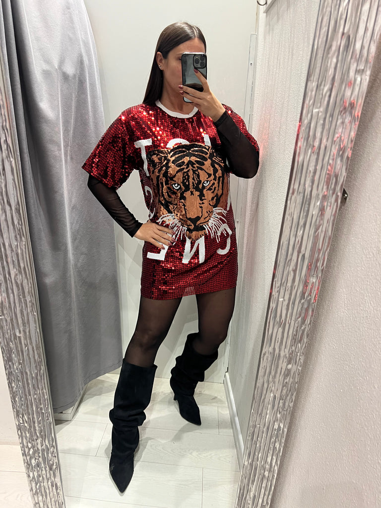 KONTATTO•Abitino paillettes tigre