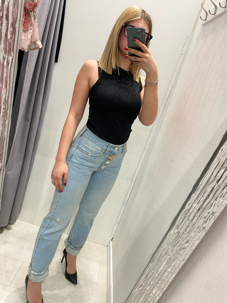 ViCOLO•Jeans Zoe bottoni gioiello lavaggio chiaro