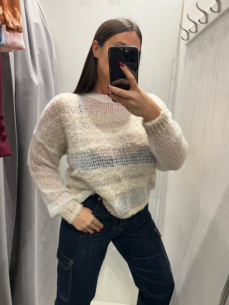 🚨KONTATTO•Maglione fasce effetto traforato•Più colori