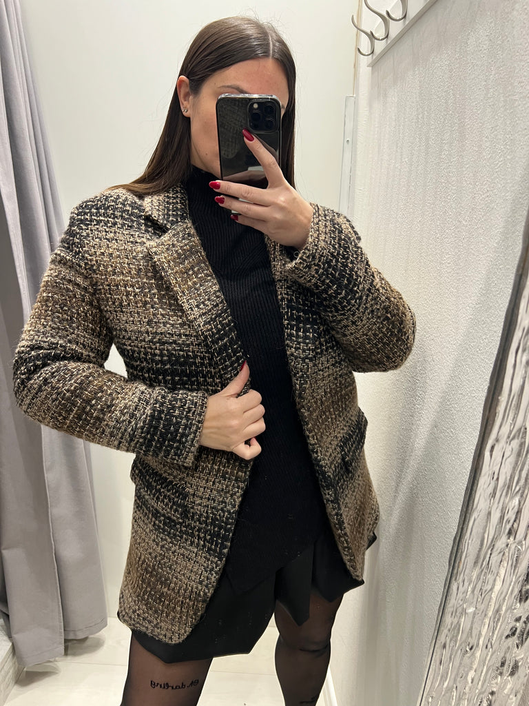 HaveOne•Giacca over effetto tweed