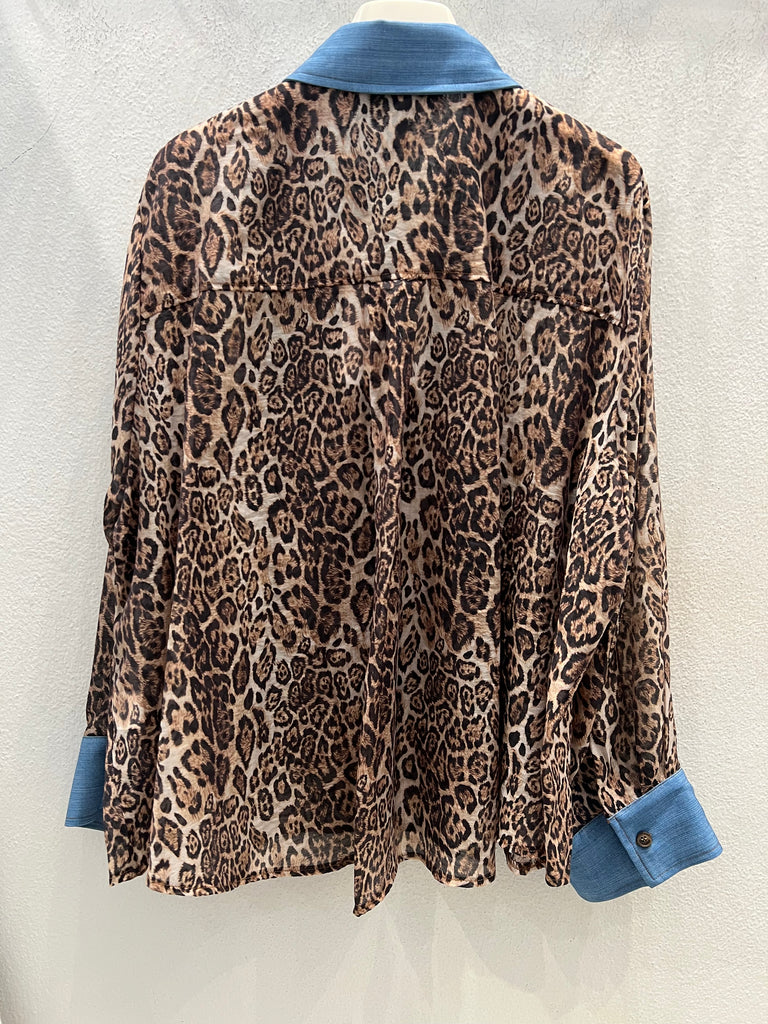 HaveOne•Camicia stampa maculata profili denim