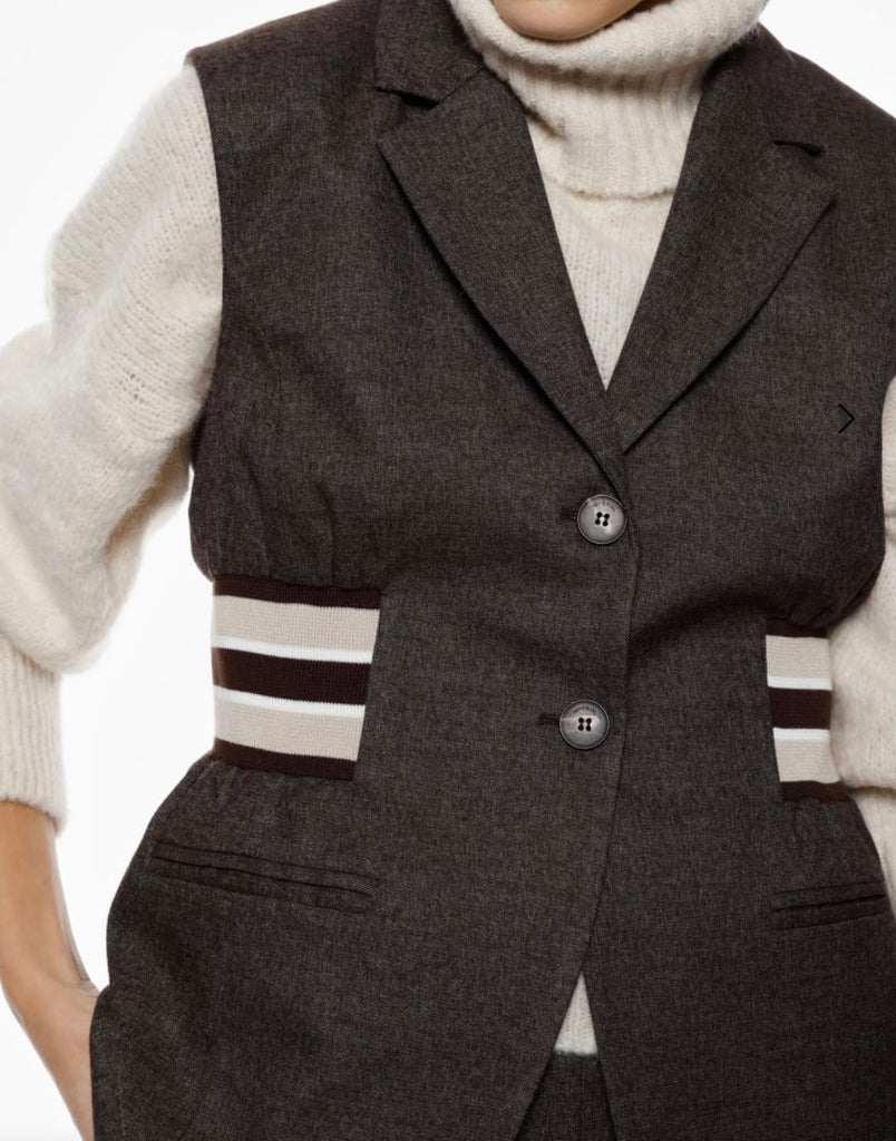 IMPERIAL•Gilet lungo con bottoni e dettaglio a righe