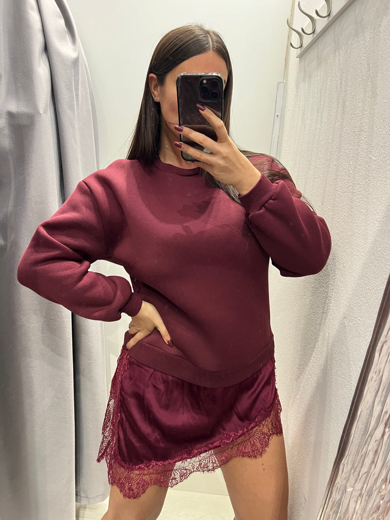 LUMINA•Abitino felpa e finale raso pizzo•Più colori