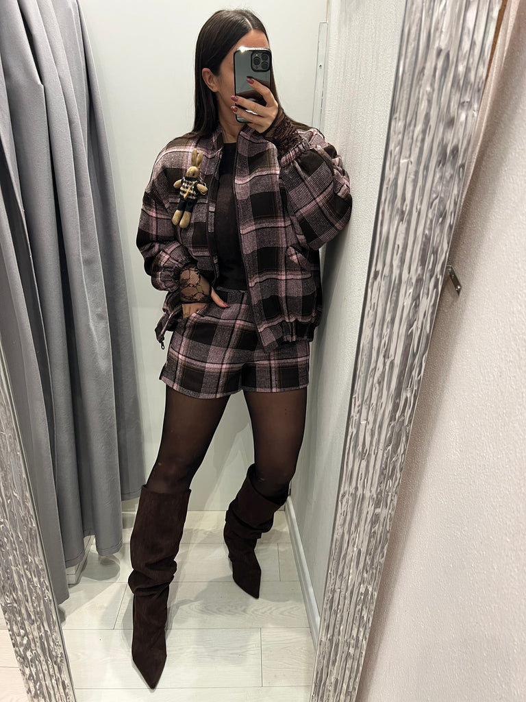 Philia Loft•Shorts check rosa/moro