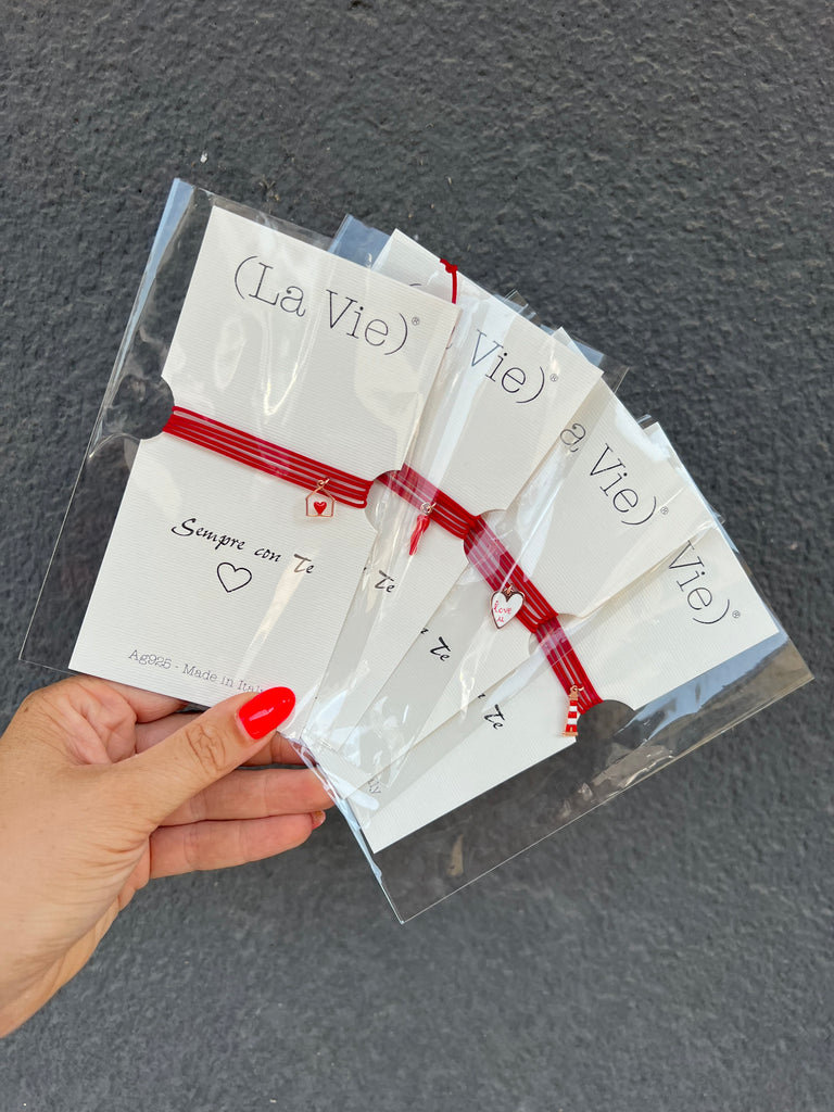 La Vie•Collana chocker/bracciale/cavigliera rosso con charm•Scegli il tuo charm!