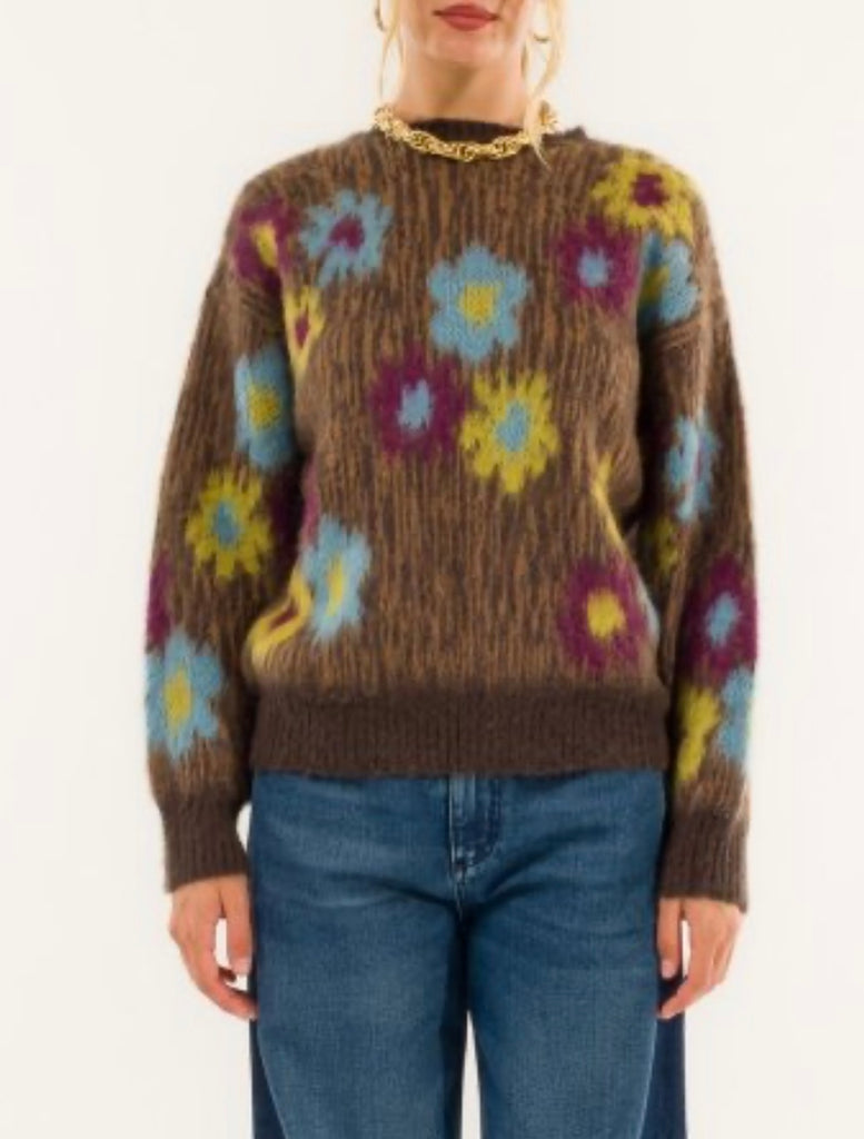 KONTATTO•Maglione misto mohair motivo floreale