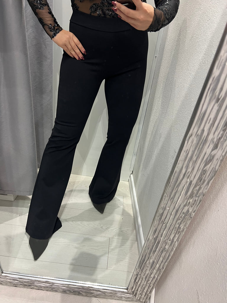 HaveOne•Pantalone leggings nero a zampa punto milano