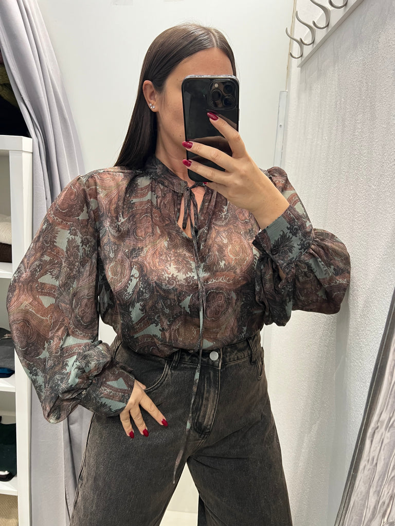 HaveOne•Camicia stampa cashmere