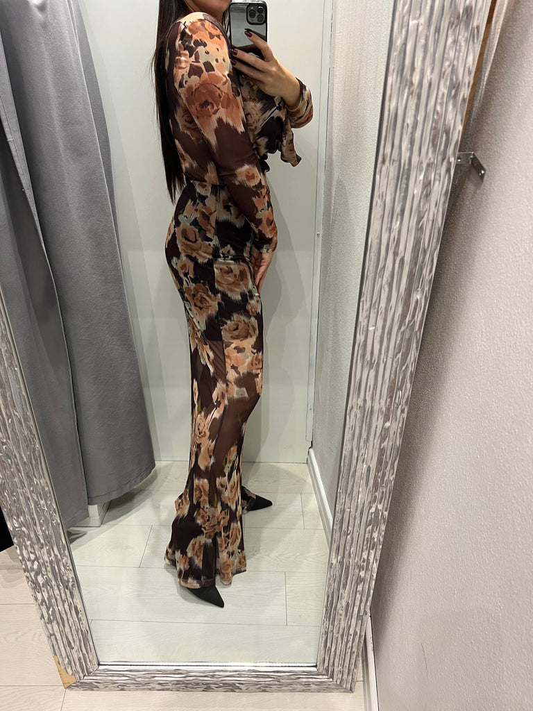 BLK30 LUMINA•Abito floreale stampa moro