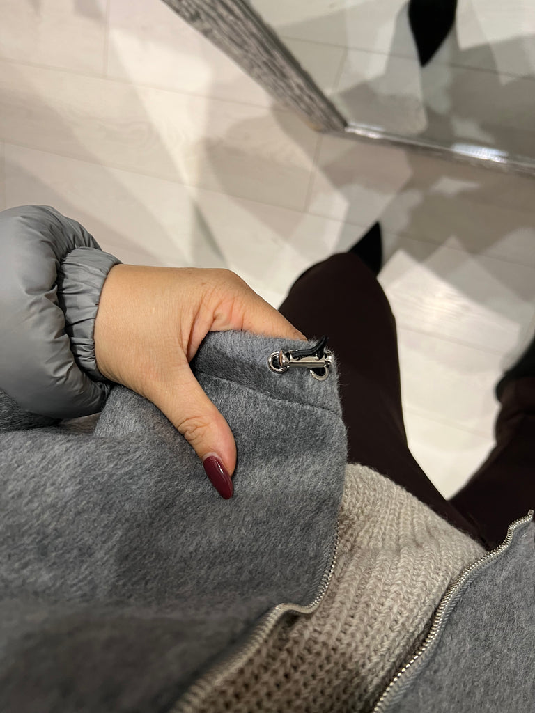 HaveOne•Cappotto bomber grigio inserti piumino