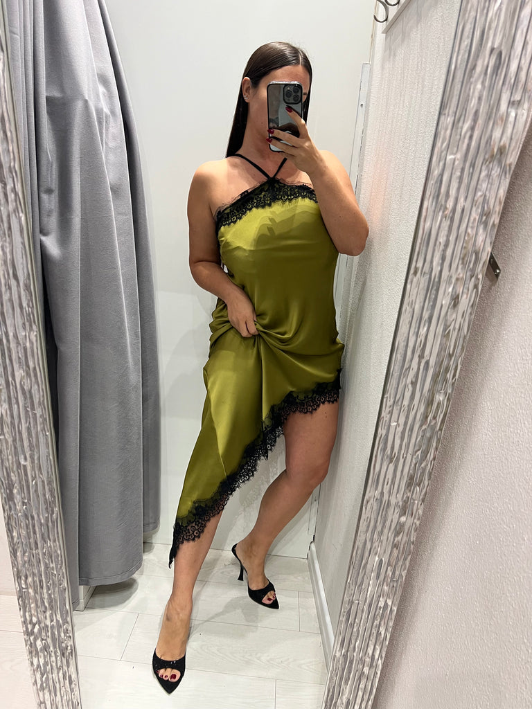 HaveOne•Abitino lingerie asimmetrico olio pizzo