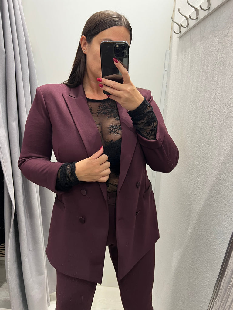 KONTATTO•Maglia nera in pizzo elasticizzato