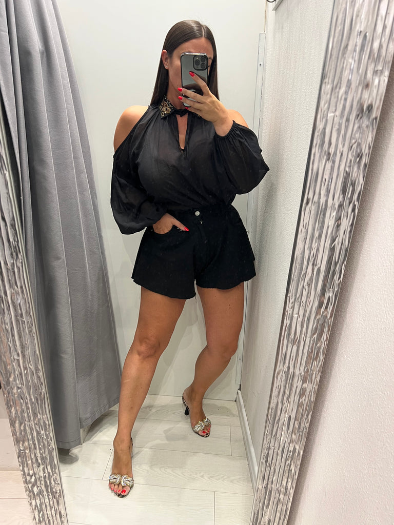 MSS💥HaveOne•Shorts farfalla nero