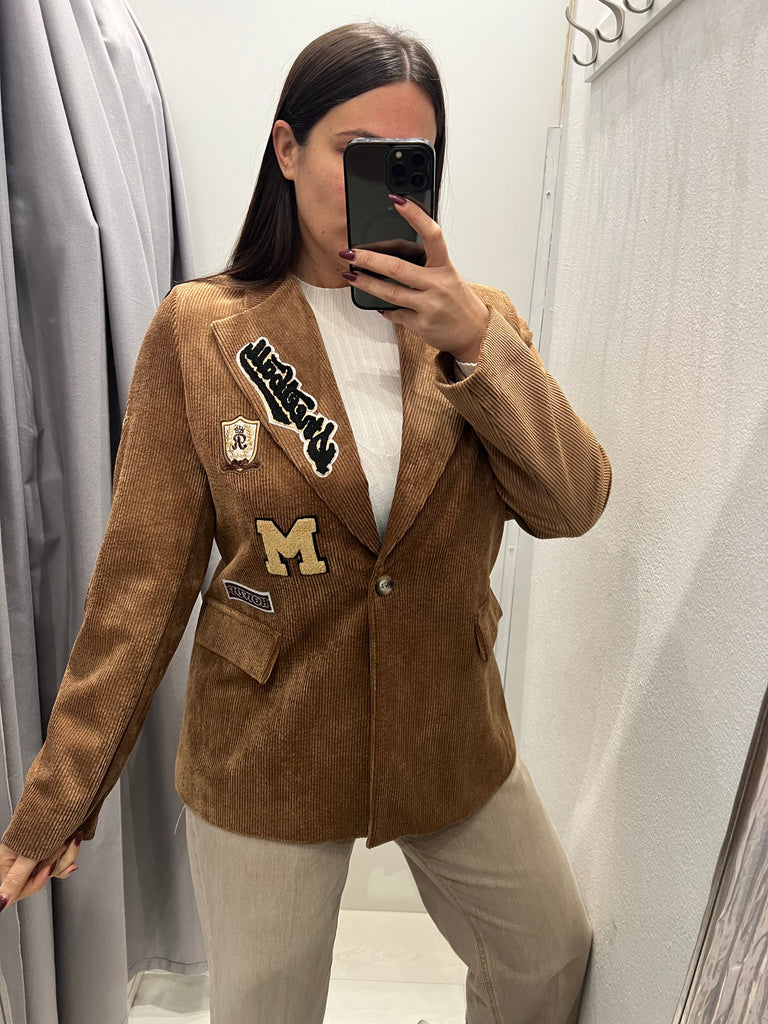 ViCOLO•Giacca velluto cammello patch