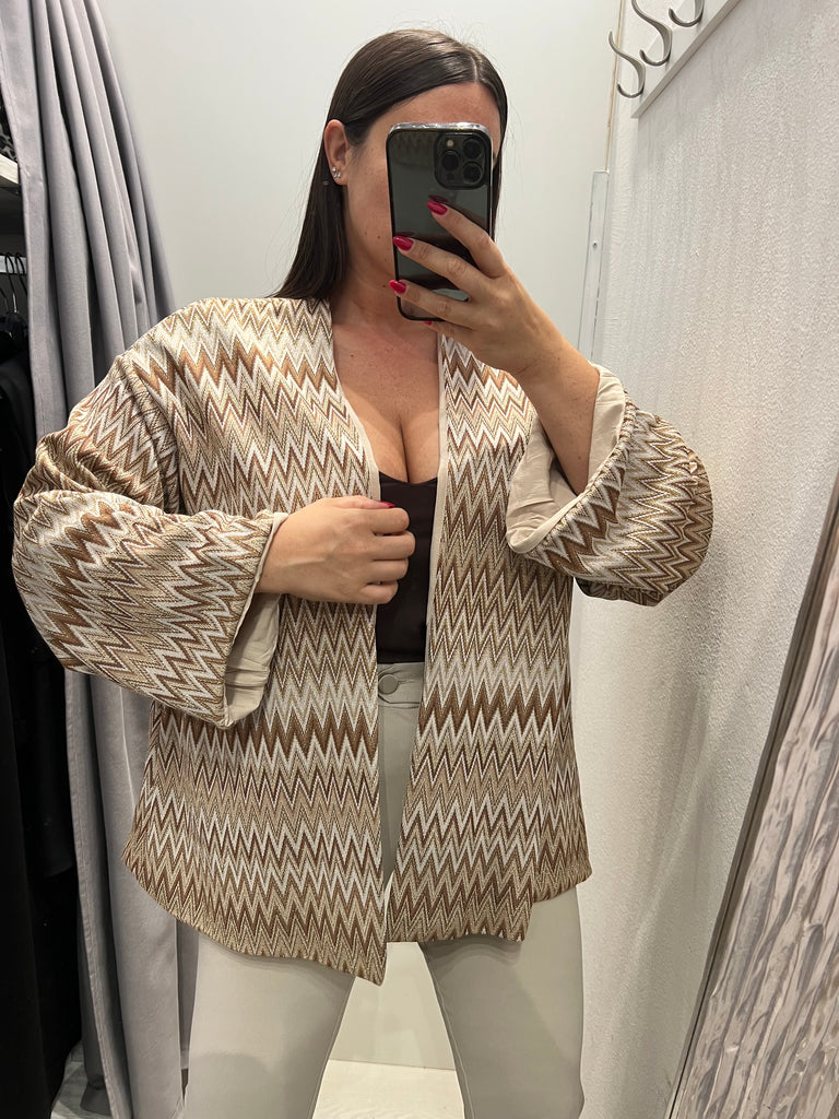 MSS💥HaveOne•Kimono cardigan lurex zig-zag