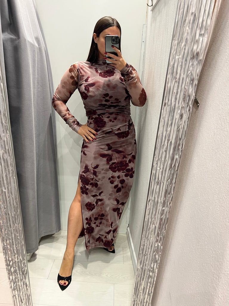 HaveOne•Maglia velata stampa bordeaux