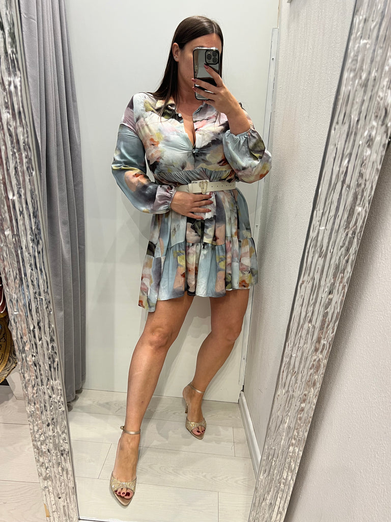 MSS💥KONTATTO•Abitino floreale base azzurra