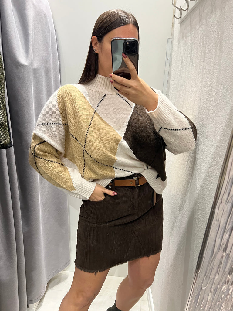 Philia Loft•Maglione lupetto ampio rombi•Più colori