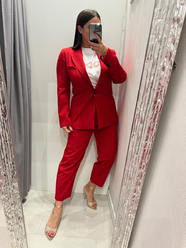 ViCOLO•Pantalone basic rosso con elastico e bottone