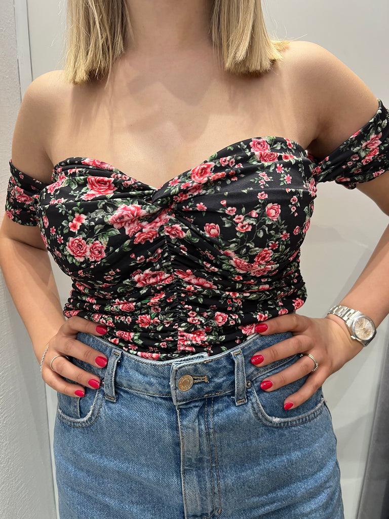 MSS💥ViCOLO•Body fiorellini base nera